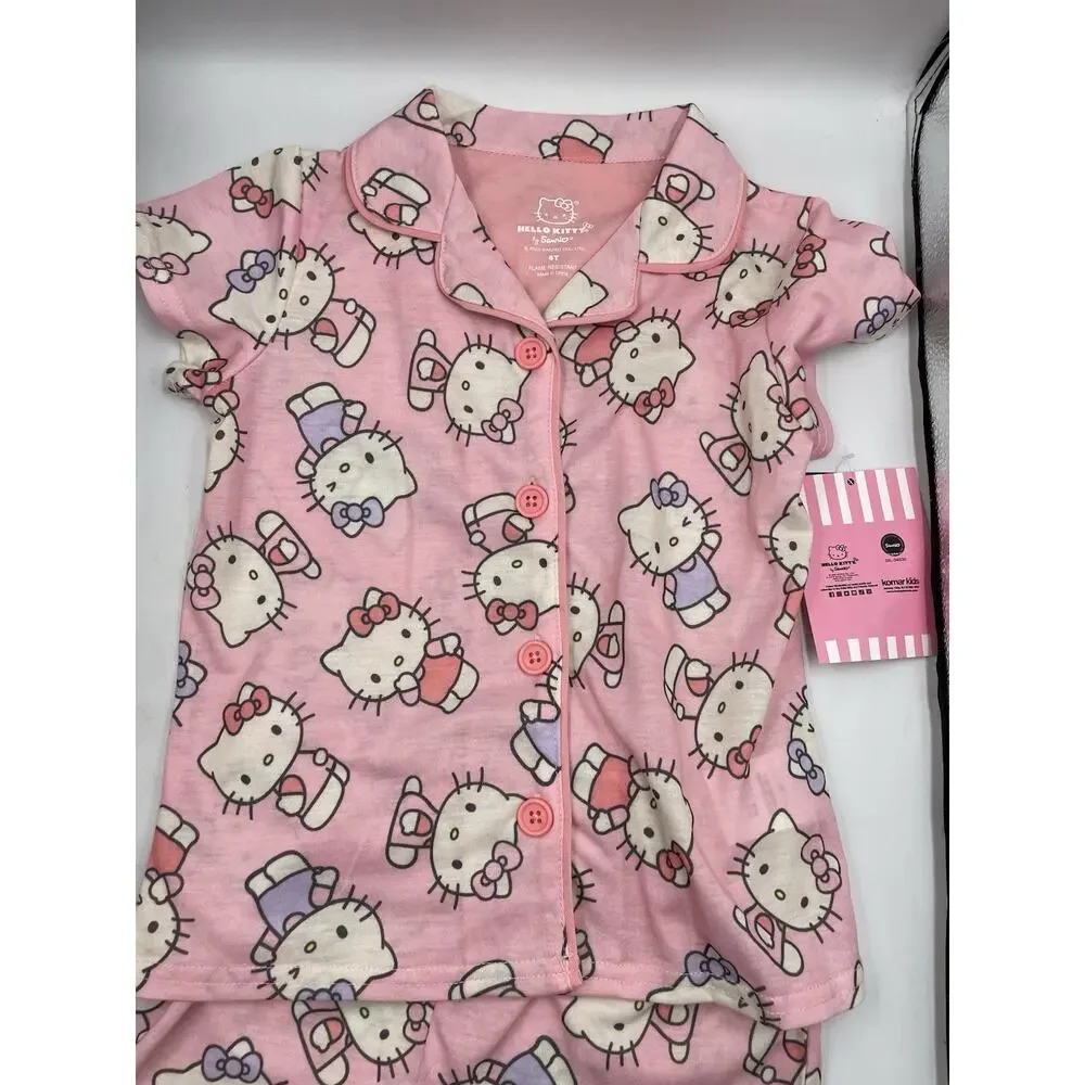 Hello Kitty 2-piece Pajama Set Size 5T Pink Short Sleeve Top & Shorts NEW W/ Tag
